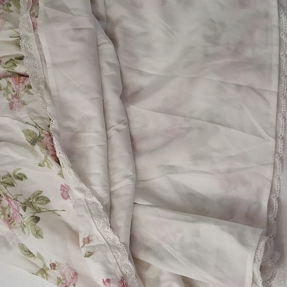 Sky to Moon Babydoll FLORAL V-NECK BAND STRAP RUFFLE LACE MINI DRESS Sz M - Picture 6 of 8